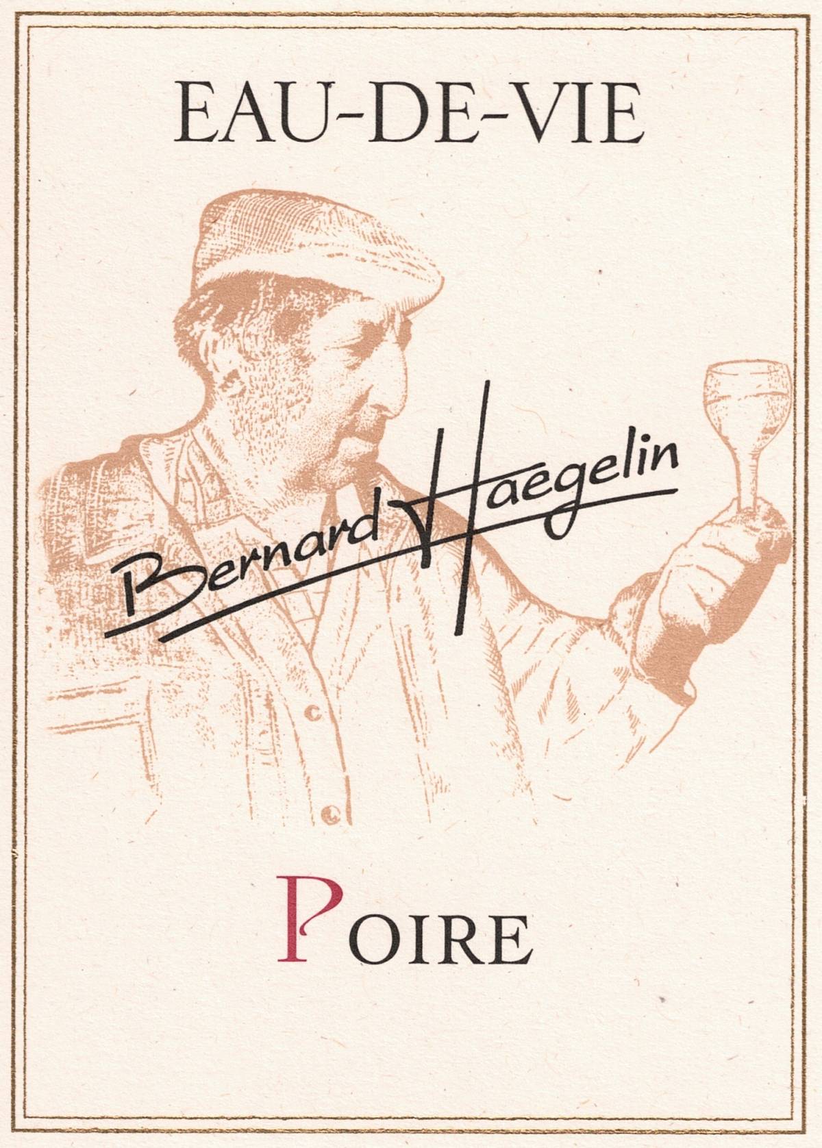 ETIQUETTE EAU DE VIE POIRE HAEGELIN BERNARD 100X100 | Vins d'Alsace Bernard Haegelin POIRE d’Alsace Mulhouse 0
